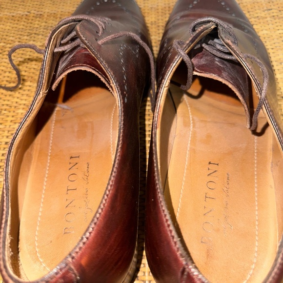 BONTONI Men’s Size 11 Whole Cut Brogue Perforated Brown Leather Lace Up Shoes - Picture 12 of 14